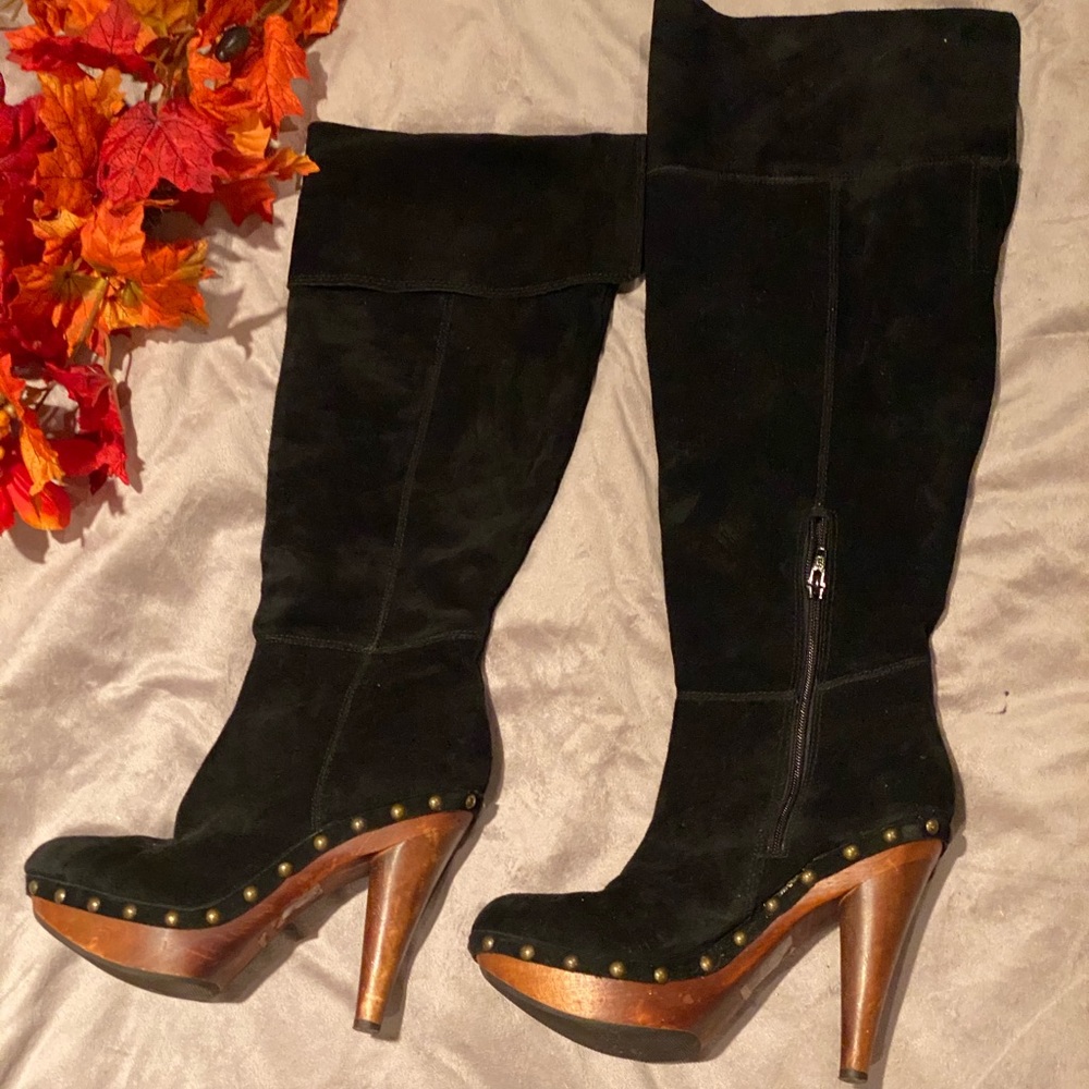Pre-💖 BAKERS SUEDE KNEE HIGH CLOG HEELED BOOTS